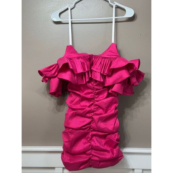NWOT Lovers and Friends Nikolina Ruched Fuschia Mini Dress Women's Small - Picture 10 of 11